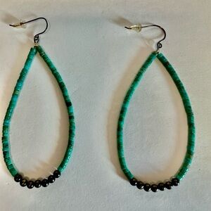 Custom made turquoise and bead earrings.
